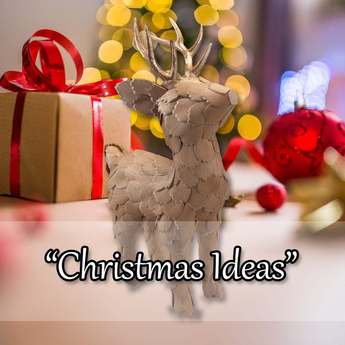 Christmas Standing Deer Decoration 34cm x 8cm Gold X 1