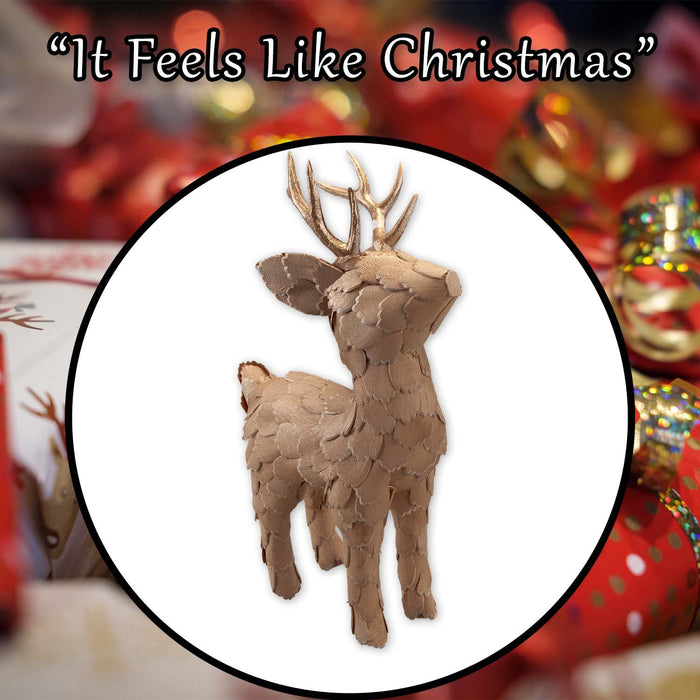 Christmas Standing Deer Decoration 34cm x 8cm Gold X 1