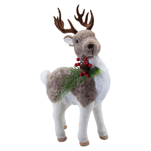 Christmas Standing Deer Decoration 47cm x 13cm Grey X 1