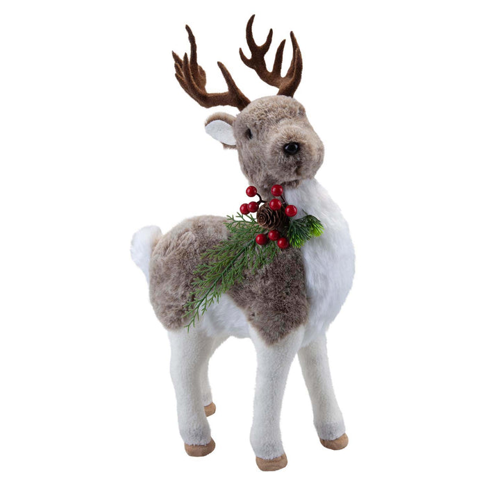Christmas Standing Deer Decoration 47cm x 13cm Grey X 1