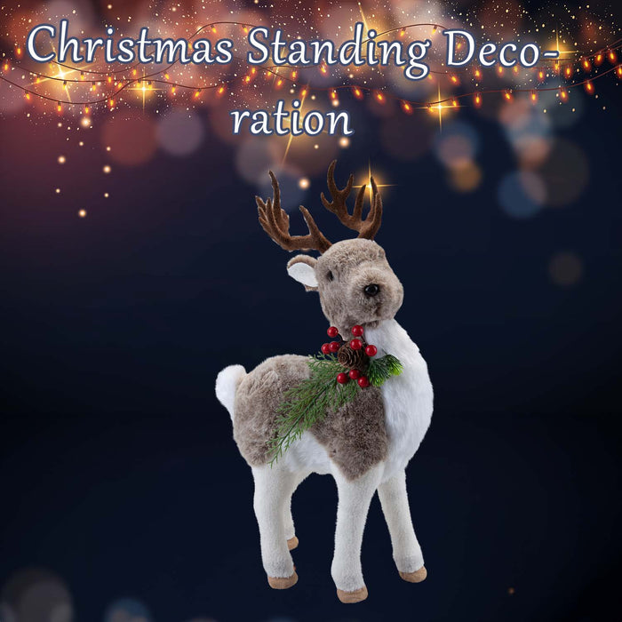 Christmas Standing Deer Decoration 47cm x 13cm Grey X 1