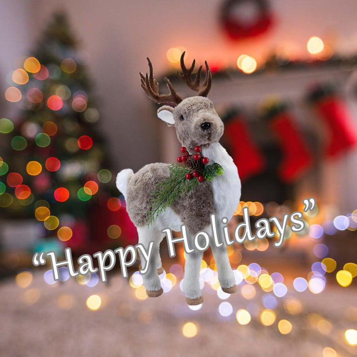 Christmas Standing Deer Decoration 47cm x 13cm Grey X 1