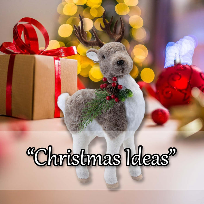 Christmas Standing Deer Decoration 47cm x 13cm Grey X 1