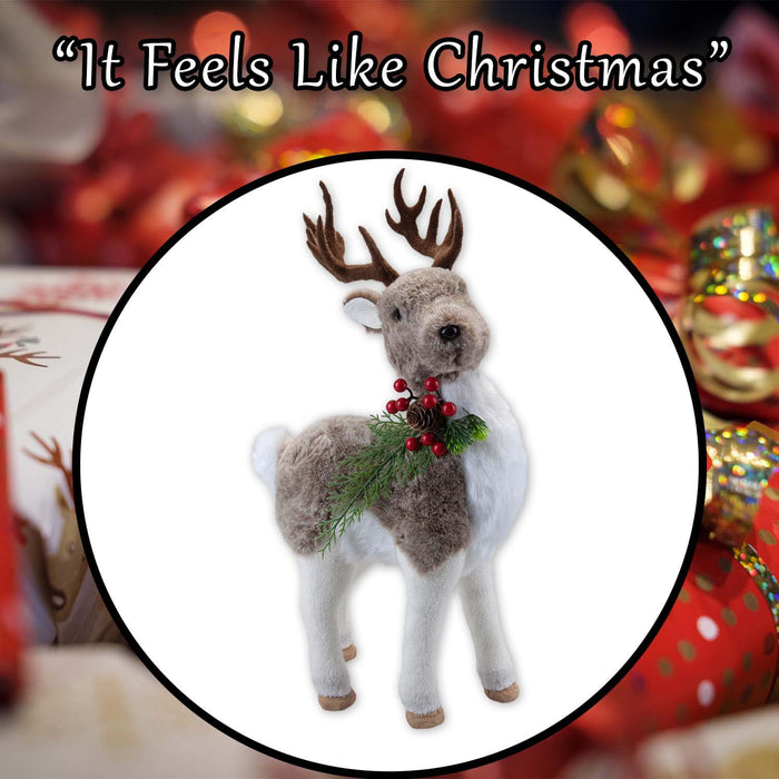 Christmas Standing Deer Decoration 47cm x 13cm Grey X 1