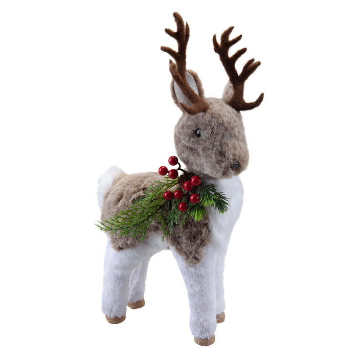 Christmas Standing Deer Decoration 38cm x 10cm Grey X 1