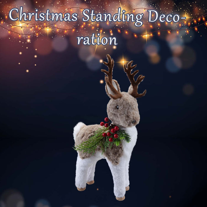 Christmas Standing Deer Decoration 38cm x 10cm Grey X 1