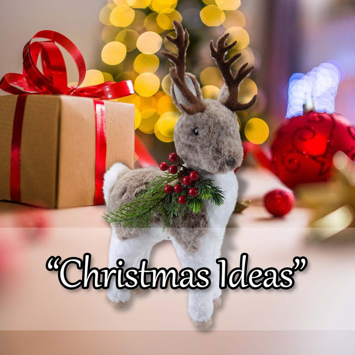 Christmas Standing Deer Decoration 38cm x 10cm Grey X 1