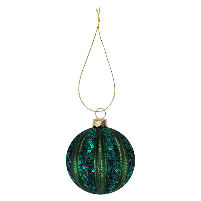 Christmas Hanging Ball Decoration 10cm x 9cm Green X 1