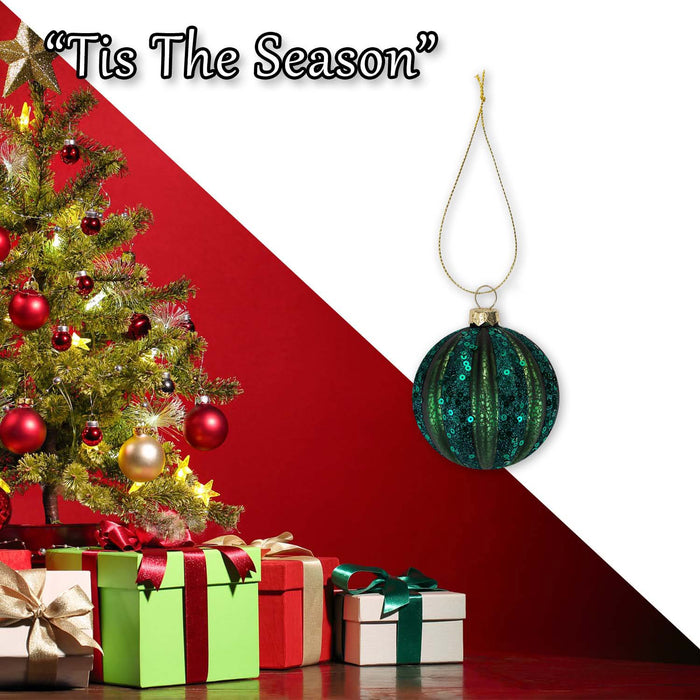 Christmas Hanging Ball Decoration 10cm x 9cm Green X 1