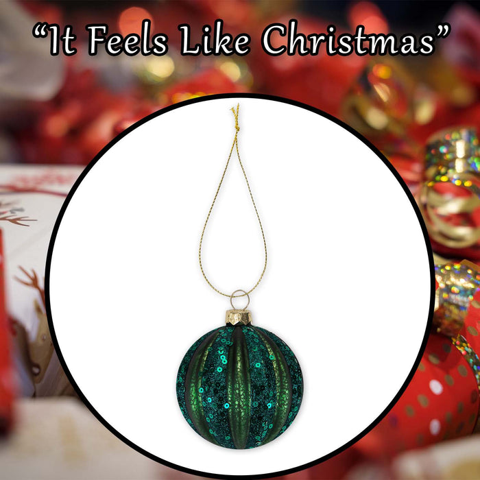 Christmas Hanging Ball Decoration 10cm x 9cm Green X 1