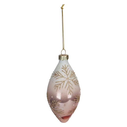 Christmas Hanging Bauble Decoration 14cm x 7cm Cream X 1