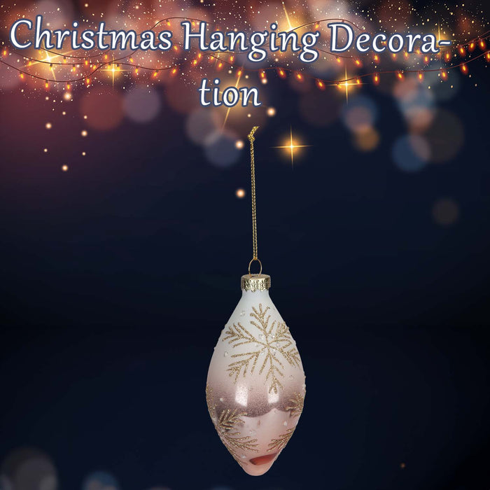 Christmas Hanging Bauble Decoration 14cm x 7cm Cream X 1