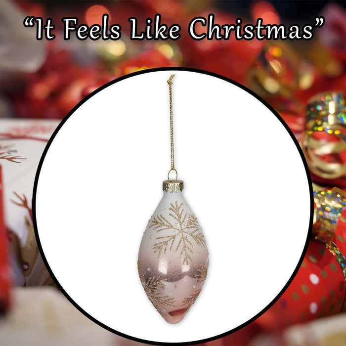 Christmas Hanging Bauble Decoration 14cm x 7cm Cream X 1