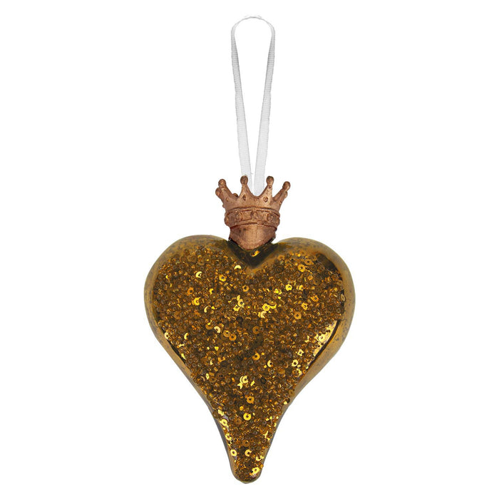 Christmas Hanging Heart Decoration 13cm x 10cm Gold X 1