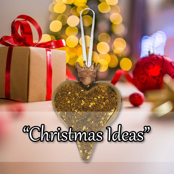 Christmas Hanging Heart Decoration 13cm x 10cm Gold X 1