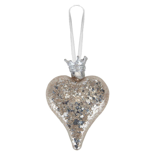 Christmas Hanging Heart Decoration 13cm x 9cm Silver X 1
