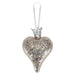 Christmas Hanging Heart Decoration 13cm x 9cm Silver X 1