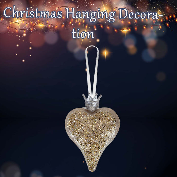 Christmas Hanging Heart Decoration 13cm x 10cm White X 1