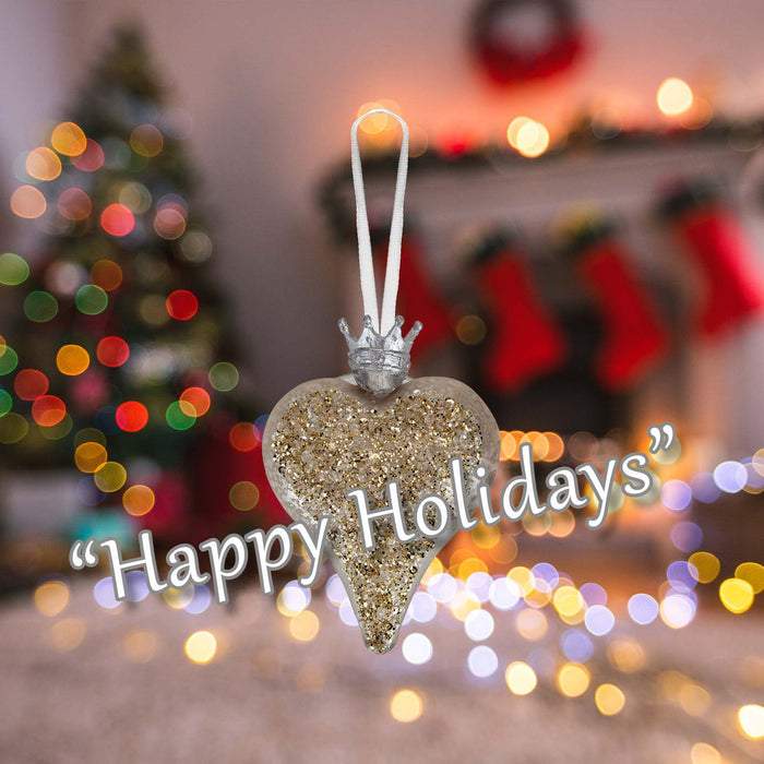 Christmas Hanging Heart Decoration 13cm x 10cm White X 1