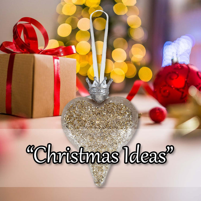 Christmas Hanging Heart Decoration 13cm x 10cm White X 1