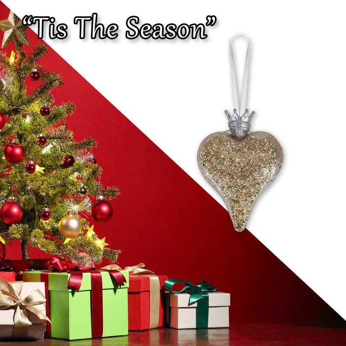 Christmas Hanging Heart Decoration 13cm x 10cm White X 1