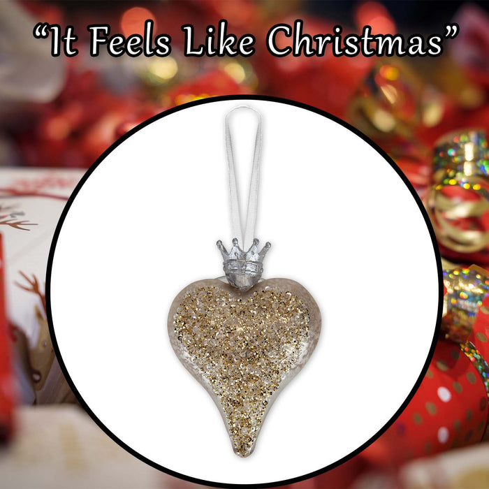Christmas Hanging Heart Decoration 13cm x 10cm White X 1