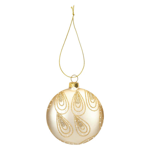 Christmas Hanging Glass Bauble Decoration 13cm x 11cm Gold X 1