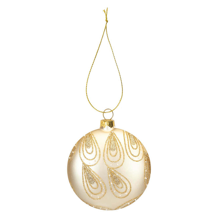 Christmas Hanging Glass Bauble Decoration 13cm x 11cm Gold X 1