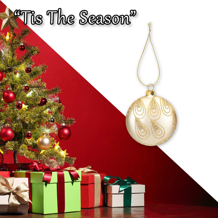 Christmas Hanging Glass Bauble Decoration 13cm x 11cm Gold X 1