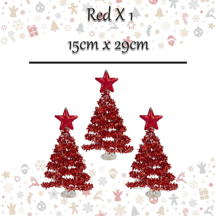 Christmas Tree Glass Decoration 15cm x 29cm Red X 1