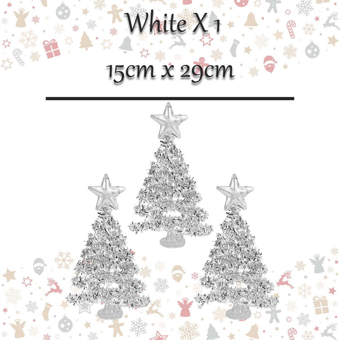 Christmas Tree Glass Decoration 15cm x 29cm White X 1