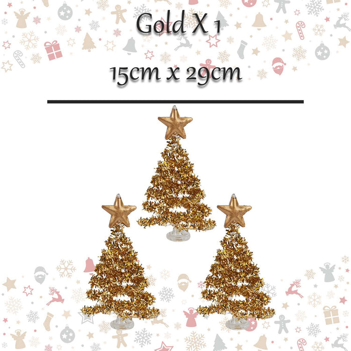 Christmas Tree Glass Decoration 15cm x 29cm Gold X 1