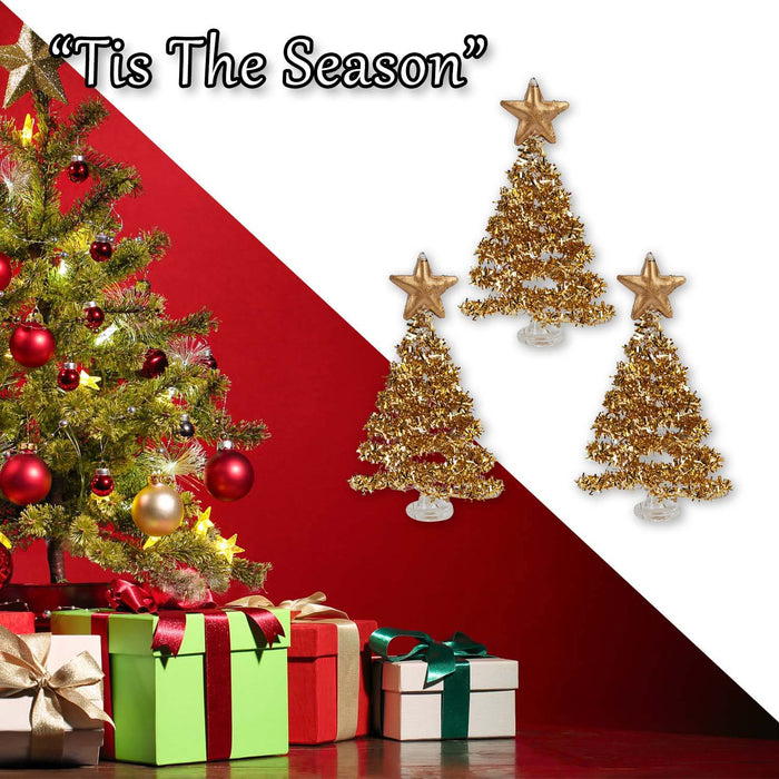 Christmas Tree Glass Decoration 15cm x 29cm Gold X 1