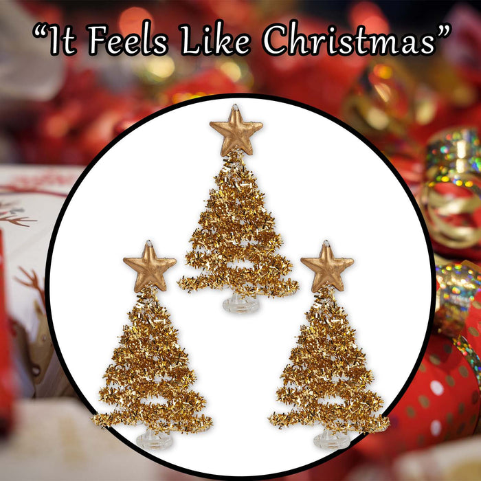Christmas Tree Glass Decoration 15cm x 29cm Gold X 1