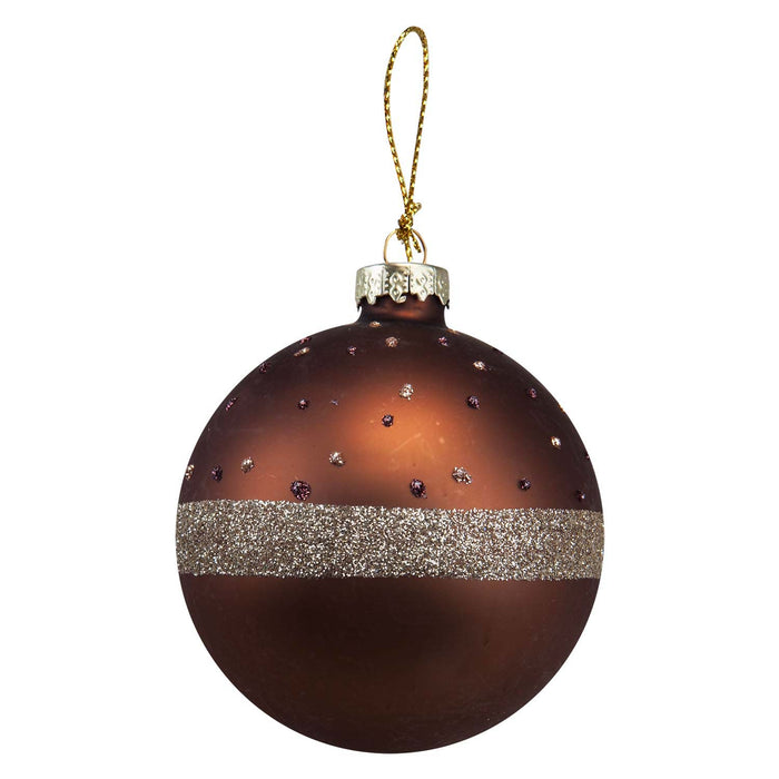 Christmas Hanging Glass Bauble Decoration 10cm x 8cm Copper X 1