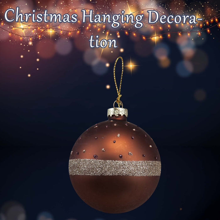 Christmas Hanging Glass Bauble Decoration 10cm x 8cm Copper X 1