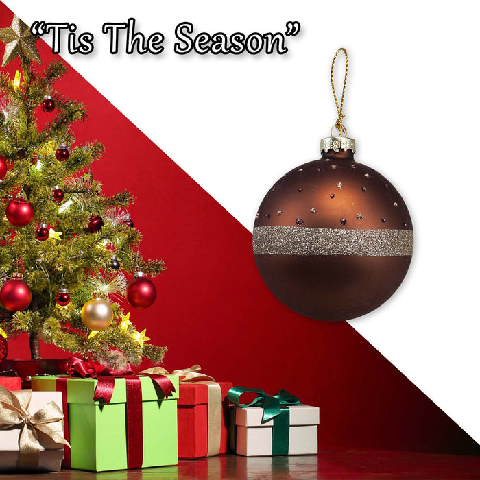Christmas Hanging Glass Bauble Decoration 10cm x 8cm Copper X 1