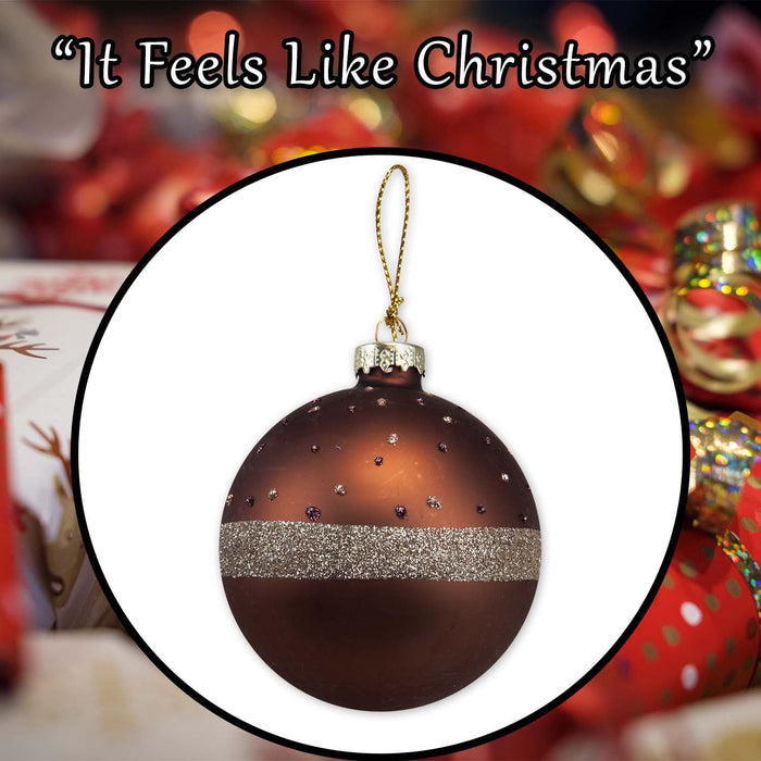 Christmas Hanging Glass Bauble Decoration 10cm x 8cm Copper X 1