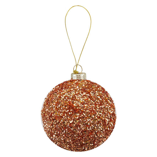 Christmas Hanging Glass Bauble Decoration 10cm x 9cm Copper X 1