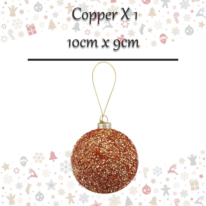Christmas Hanging Glass Bauble Decoration 10cm x 9cm Copper X 1