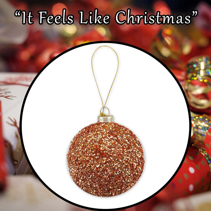 Christmas Hanging Glass Bauble Decoration 10cm x 9cm Copper X 1