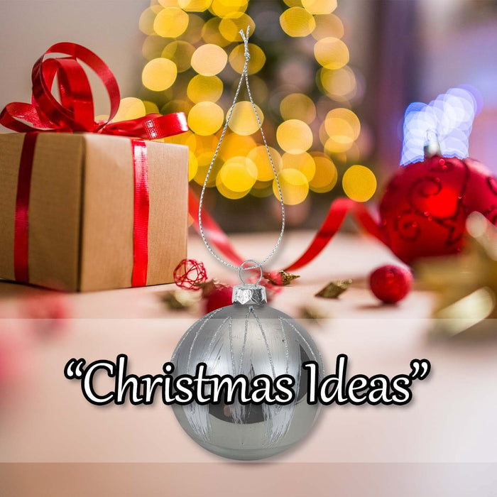 Christmas Hanging Glass Bauble Decoration 10cm x 8cm Silver X 1