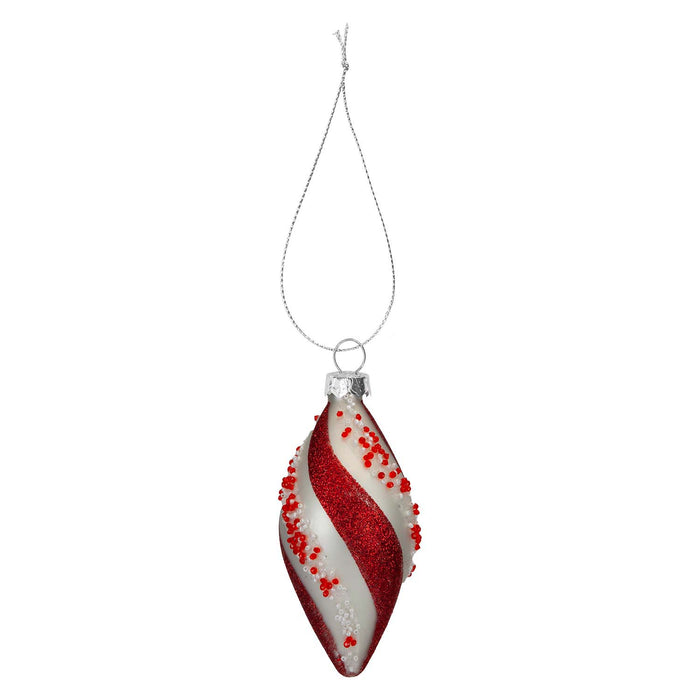 Christmas Hanging Glass Candy Cane Decoration 14cm x 7cm Red X 1