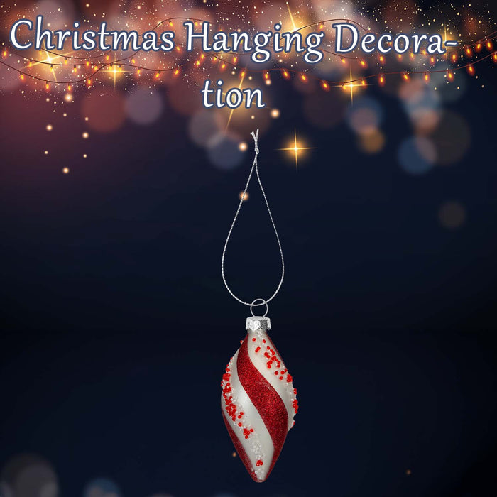 Christmas Hanging Glass Candy Cane Decoration 14cm x 7cm Red X 1