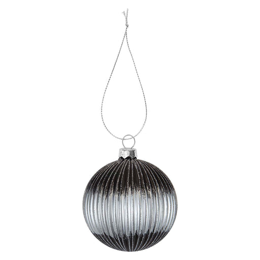 Christmas Hanging Glass Bauble Decoration 12cm x 10cm Silver X 1