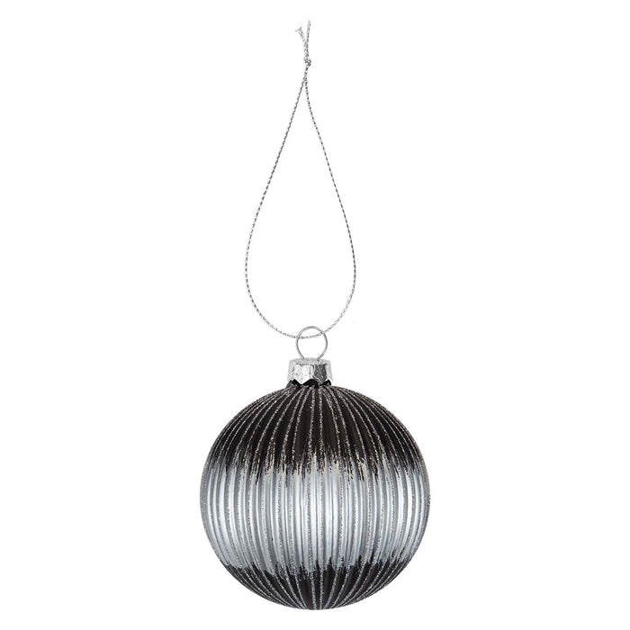 Christmas Hanging Glass Bauble Decoration 12cm x 10cm Silver X 1