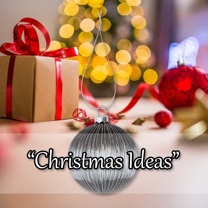 Christmas Hanging Glass Bauble Decoration 12cm x 10cm Silver X 1