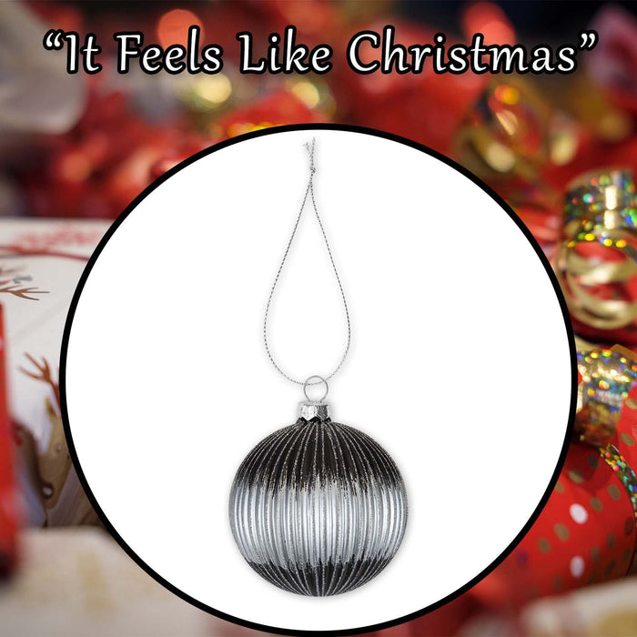Christmas Hanging Glass Bauble Decoration 12cm x 10cm Silver X 1
