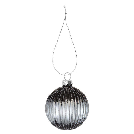 Christmas Hanging Glass Bauble Decoration 10cm x 9cm Silver X 1