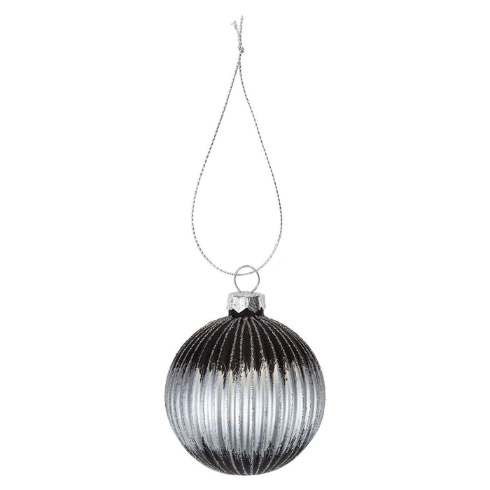Christmas Hanging Glass Bauble Decoration 10cm x 9cm Silver X 1